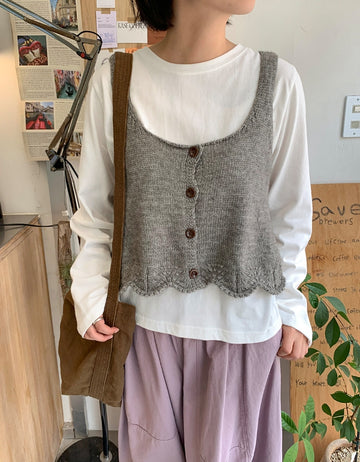 Heildeen Button Punching Knit Bustier